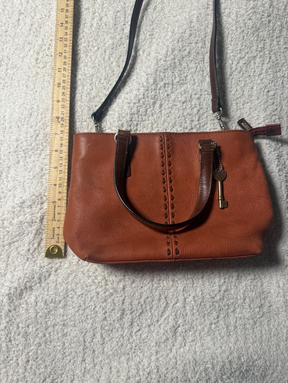 Vintage Fossil Leather Tote Handbag in Chestnut Brown - Classic Women's Bag - Picture 13 of 13